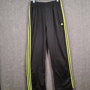 Adidas Track Pants Black Neon Green 3 Striped Men's Size Large